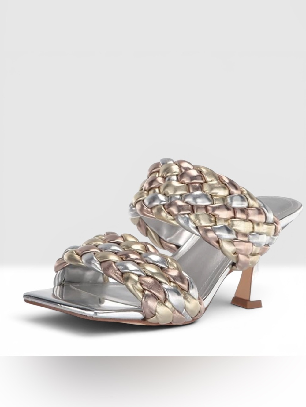 Marc Fisher Toree Braided Metallic Slide Sandals -Silver, Gold, Bronze, size 6.5